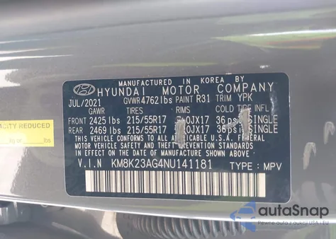 2022 Hyundai Kona Electric Sel from USA, damaged, VIN KM8K23AG4NU141181